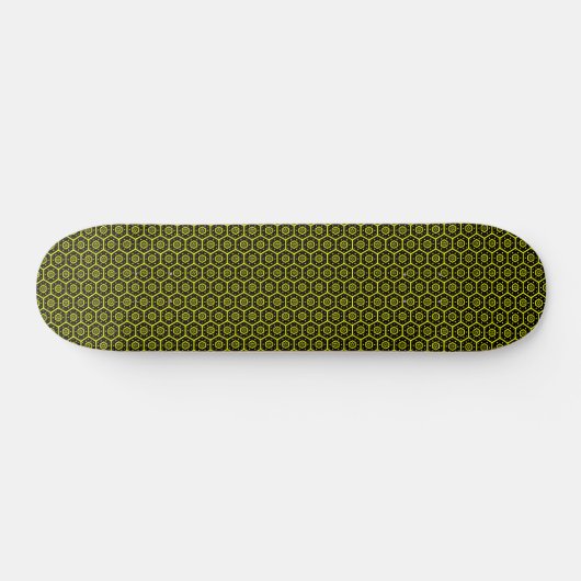 Honeycomb - v2 - Zwart en geel Skateboard (Horizontaal)