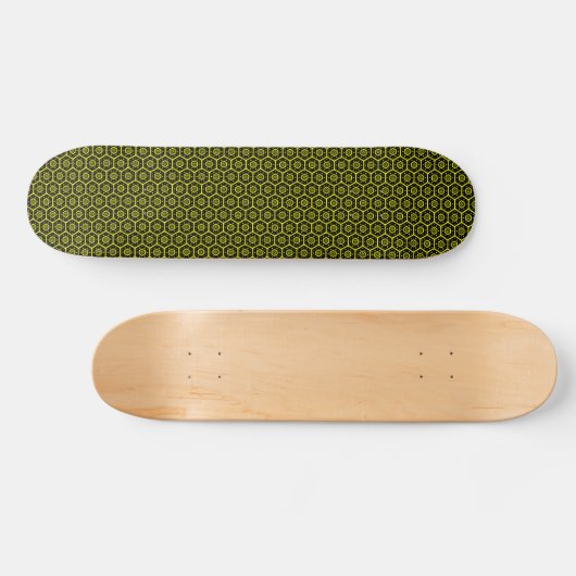 Honeycomb - v2 - Zwart en geel Skateboard (Horizontaal)