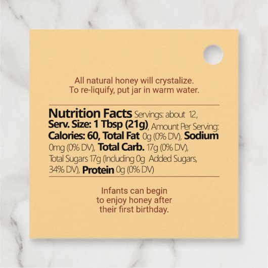 Honeycomb + Voedingsfeesten Honingsnoer Hang Label (Achterkant)