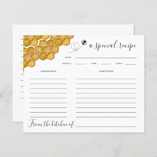 Honeycomb Vrijgezellenfeest Recipe Kaart (Voorkant / Achterkant)