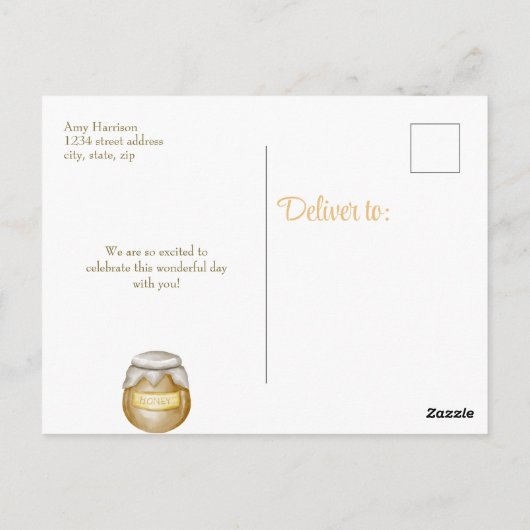 Honeycomb wat het baby van beer bij Baby shower za Briefkaart (Achterkant)