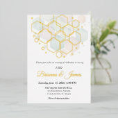 Honeycomb Wedding Gold Foil Modern Geometric Folie Feestdagenkaart (Staand Voorkant)