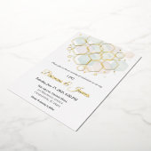 Honeycomb Wedding Gold Foil Modern Geometric Folie Feestdagenkaart (Gedraaid)