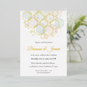 Honeycomb Wedding  Gold Foil Modern Geometric  Folie Feestdagenkaart (Staand Voorkant)