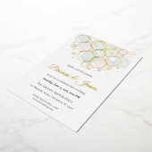 Honeycomb Wedding  Gold Foil Modern Geometric  Folie Feestdagenkaart (Gedraaid)
