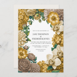 Honeycomb, Wheat & Warm Taupe Wedding Kaart