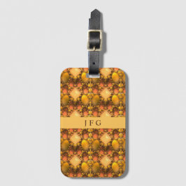 Honeycomb Yellow Fractal Art Monogram Bagagelabel