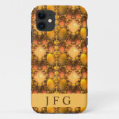 Honeycomb Yellow Fractal Art Monogram Case-Mate iPhone Case (Achterkant)