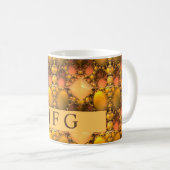 Honeycomb Yellow Fractal Art Monogram Koffiemok (Voorkant rechts)