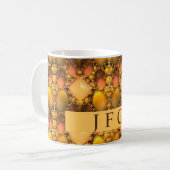Honeycomb Yellow Fractal Art Monogram Koffiemok (Voorkant links)