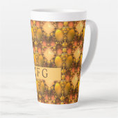 Honeycomb Yellow Fractal Art Monogram Latte Mok (Rechterhoek)
