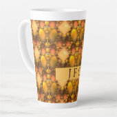 Honeycomb Yellow Fractal Art Monogram Latte Mok (Linkerhoek)