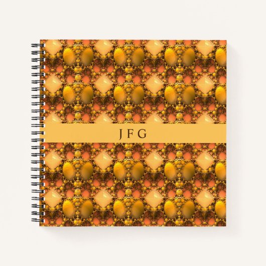 Honeycomb Yellow Fractal Art Monogram Notitieboek (Voorkant)