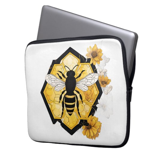 Honeycombe Bee Electronics Bag Laptop Sleeve (Voorkant Links)