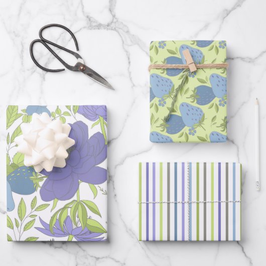 Honeydew, Lila en blauw cadeautje Inpakpapier Vel (Voorkant)