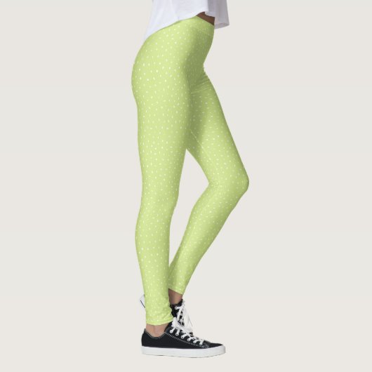 Honeydew Lime Groene Polka Dots Abstract Patroon Leggings (Rechts)