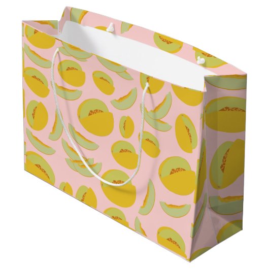 Honeydew Melons Fruit Pattern Groot Cadeauzakje (Achterkant Gekanteld)