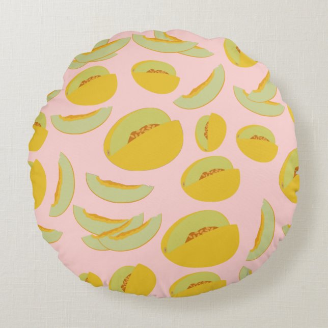 Honeydew Melons Fruit Pattern Rond Kussen (Voorkant)