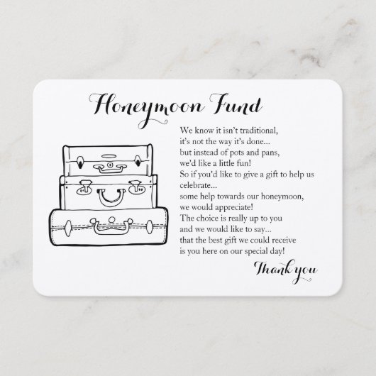 Honeymoon-aanvraag voor huwelijksfonds informatiekaartje (Voorkant)