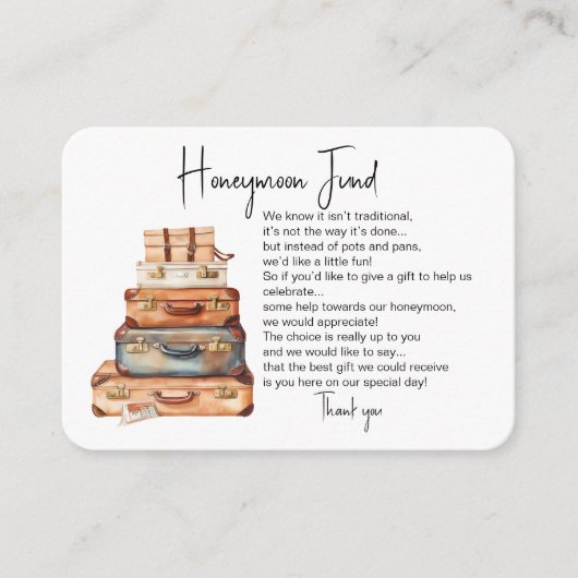 Honeymoon-aanvraag voor huwelijksfonds informatiekaartje (Voorkant)