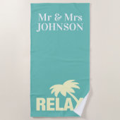 Honeymoon-badhanddoeken voor Mr. en Mrs. New Weds Strandlaken (Voorkant)