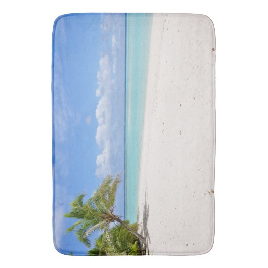 Honeymoon Beach Sand Palm Tree Paradise Bath Mat (Voorkant Verticaal)