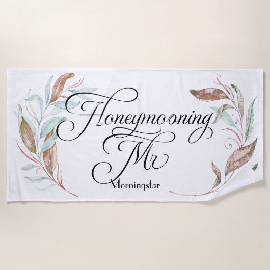 Honeymoon Beach - Waterverf Eucalyptus Strandlaken (Voorkant)