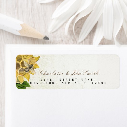 Honeymoon Bee Sunflower Return Address Labels (Insitu)