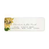 Honeymoon Bee Sunflower Return Address Labels (Voorkant)