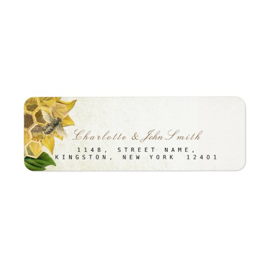 Honeymoon Bee Sunflower Return Address Labels (Voorkant)