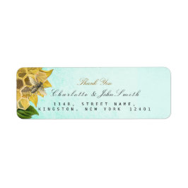 Honeymoon Bee Sunflower Return Address Labels