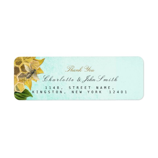 Honeymoon Bee Sunflower Return Address Labels (Voorkant)