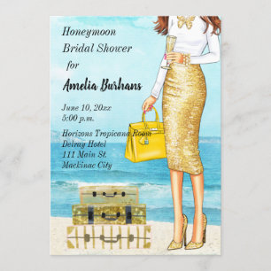 Honeymoon Bridal Shower Invitation Tropical Kaart