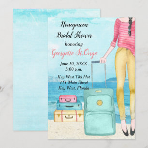 Honeymoon Bridal Shower Invitation Tropical Kaart