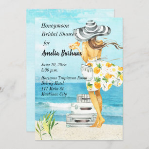 Honeymoon Bridal Shower-uitnodiging Kaart