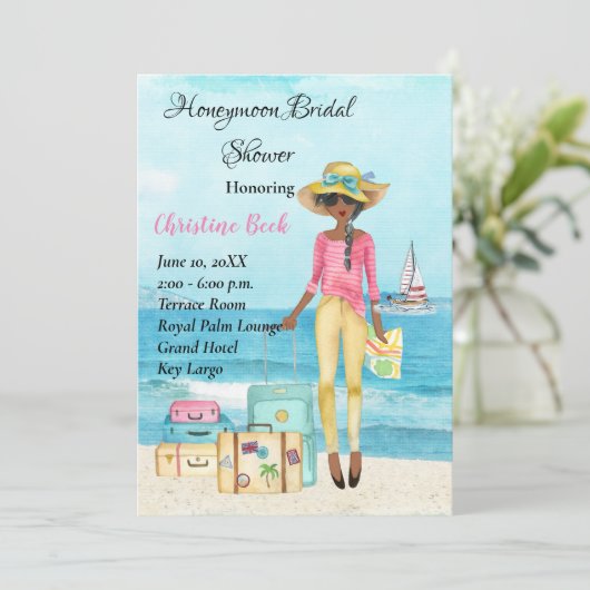 Honeymoon Bridal Shower-uitnodiging Save The Date (Staand voorkant)