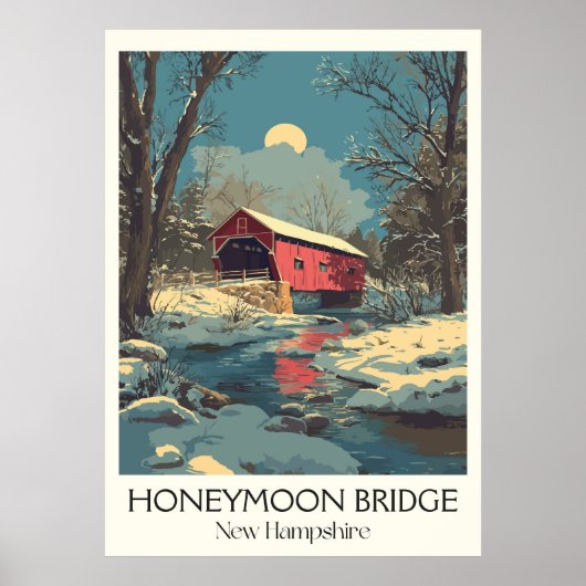 Honeymoon Bridge NH Winter Scene Poster (Voorkant)