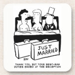 Honeymoon Couple en Best Man in Bed Bier Onderzetter<br><div class="desc">Funny Wedding Cartoon van Beste man in bed met de Bride en de Bridegroom. Een cadeau voor een beste man misschien.</div>