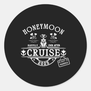 Honeymoon Cruise 2025 Bruid En Bruidegom Pasgetrou Ronde Sticker