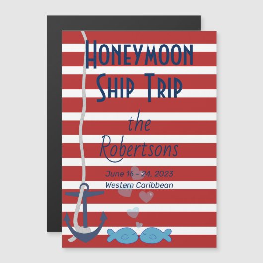 Honeymoon Cruise door Magnet Magnetische Uitnodiging (Voorkant / Achterkant)