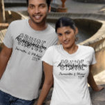 Honeymoon Cruise Elegant Eenvoudig Aangepast T-shirt<br><div class="desc">Dit ontwerp kan op het gebied worden gepersonaliseerd dat door de foto en/of tekst te veranderen wordt verstrekt. Of het kan worden aangepast door te klikken deze Sjabloon personaliseert en dan de klik te kiezen om verdere optie aan te passen en de kleur van de achtergrond te schrappen of te...</div>