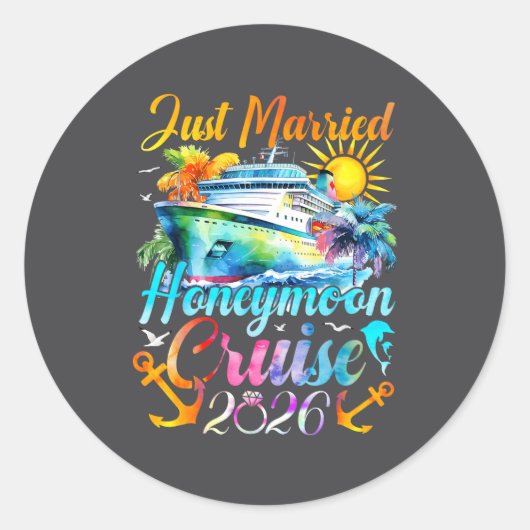 Honeymoon Cruise For Matching Couples 2026 Just Ma Ronde Sticker (Voorkant)
