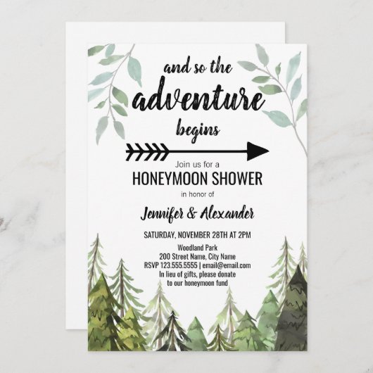 Honeymoon Douche uitnodiging (Voorkant / Achterkant)