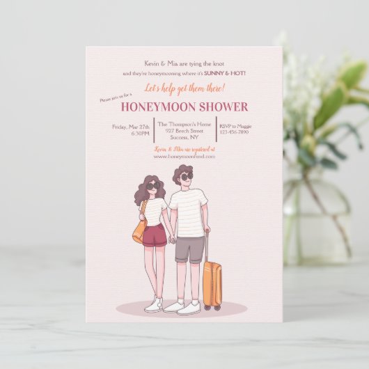 Honeymoon Douche uitnodiging (Staand voorkant)