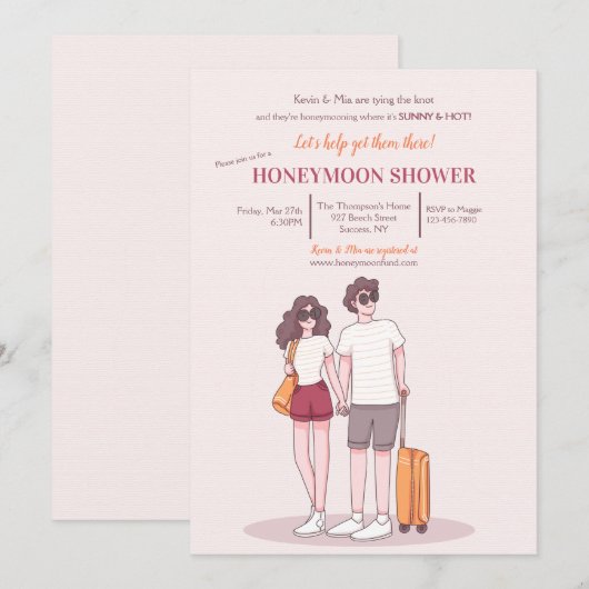 Honeymoon Douche uitnodiging (Voorkant / Achterkant)