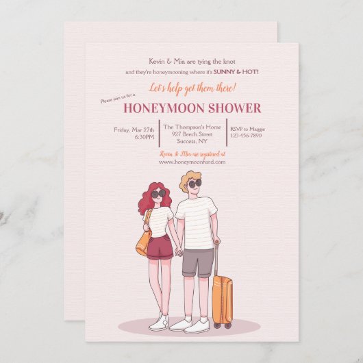 Honeymoon Douche uitnodiging 2 (Voorkant / Achterkant)