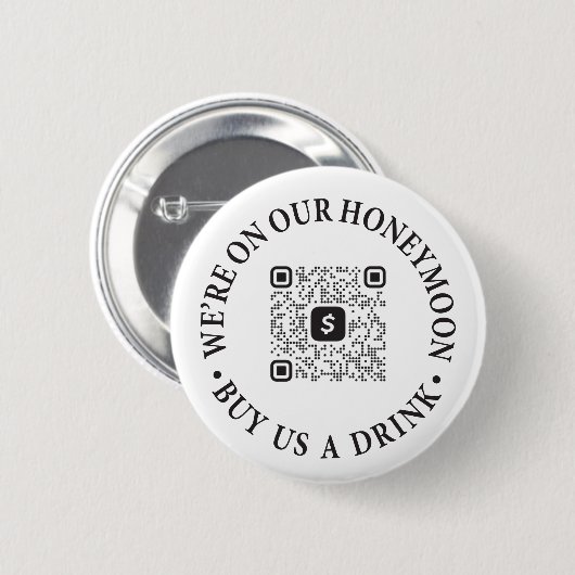 Honeymoon Drink Button met QR Code Venmo Cash App (Voorkant /achterkant)