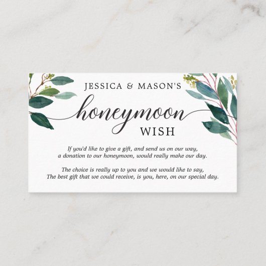 Honeymoon en Information Enclosure Kaart Visitekaartje (Achterkant)