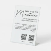 Honeymoon financiert moderne kasqr-code reclamebord met voetstuk (Voorkant)