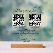 Honeymoon Fonds Met 2 QR Code Acryl Bord (Neutraal)